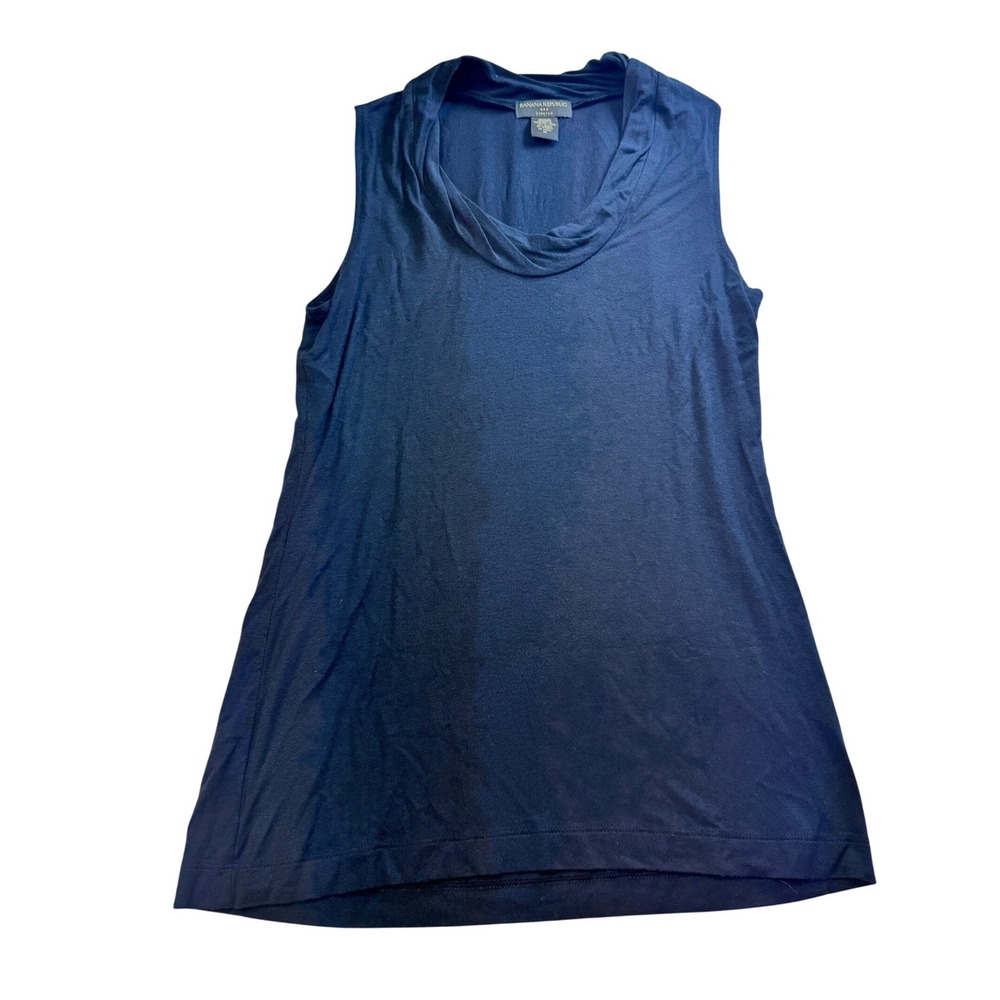 Banana Republic Cowl Neck Sleeveless‎ Stretch Tank Top Casual Dark Blue Size M